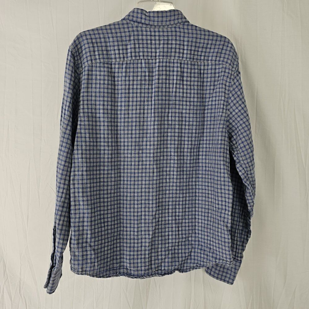 Untuckit Pugliese Double Layer Cotton Button Up Shirt - Men's Size Medium Blue - Picture 6 of 7